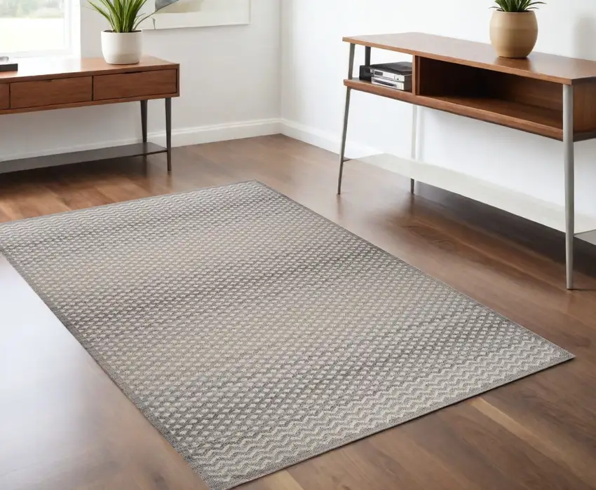 Gray and Beige Moroccan Distressed Area Rug Photo 1