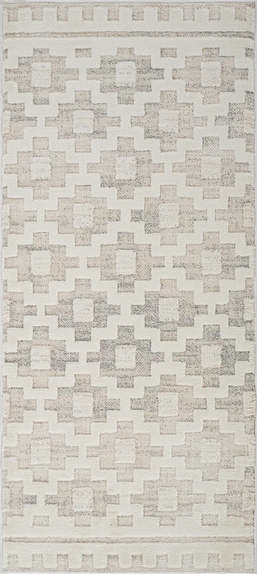 Gray and Beige Moroccan Distressed Area Rug Photo 2