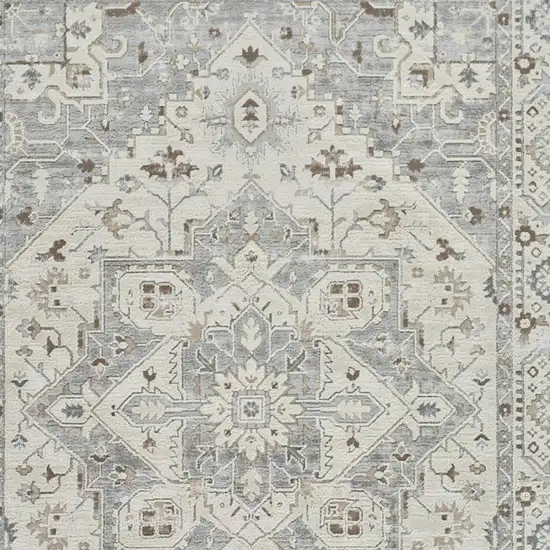 Gray and Beige Oriental Distressed Area Rug Photo 3