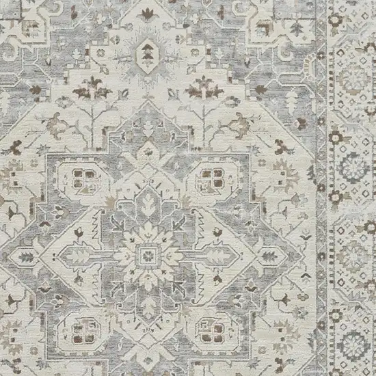 Gray and Beige Oriental Distressed Area Rug Photo 3