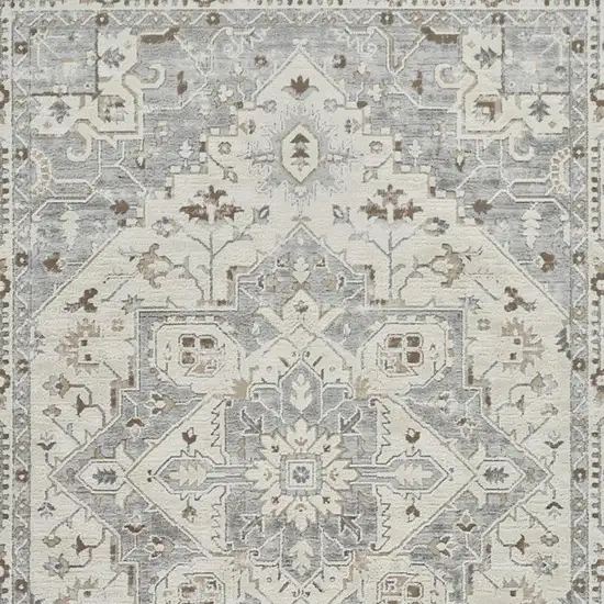 Gray and Beige Oriental Distressed Area Rug Photo 3