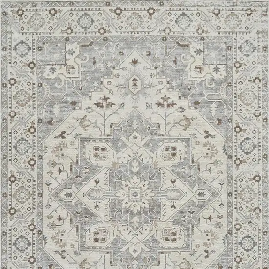 Gray and Beige Oriental Distressed Area Rug Photo 4