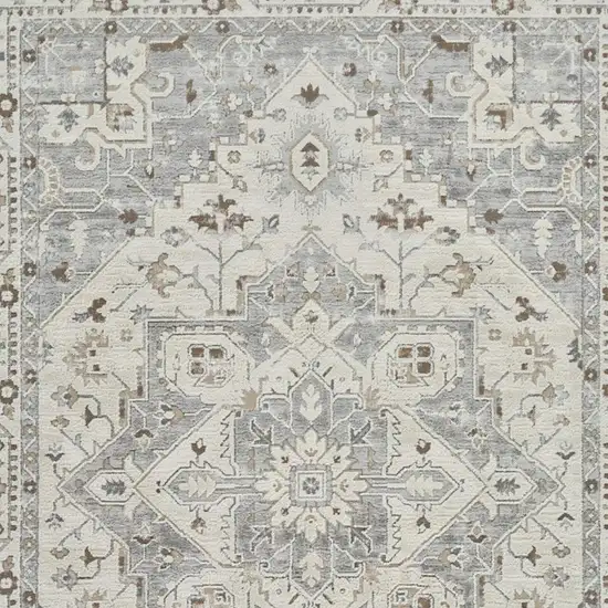 Gray and Beige Oriental Distressed Area Rug Photo 3
