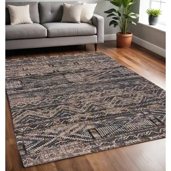 Gray and Beige Oriental Non Skid Area Rug Photo 1