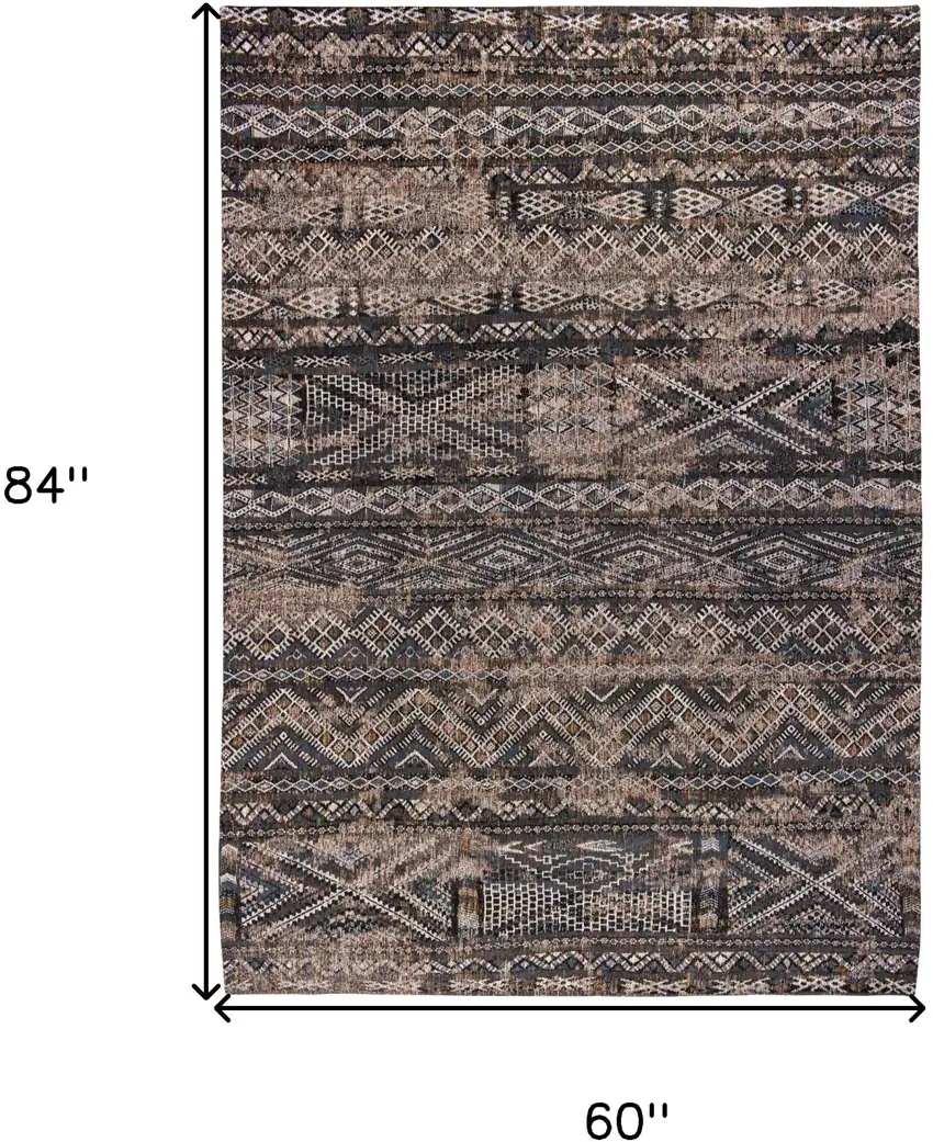Gray and Beige Oriental Non Skid Area Rug Photo 3