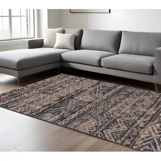 Gray and Beige Oriental Non Skid Area Rug Photo 8