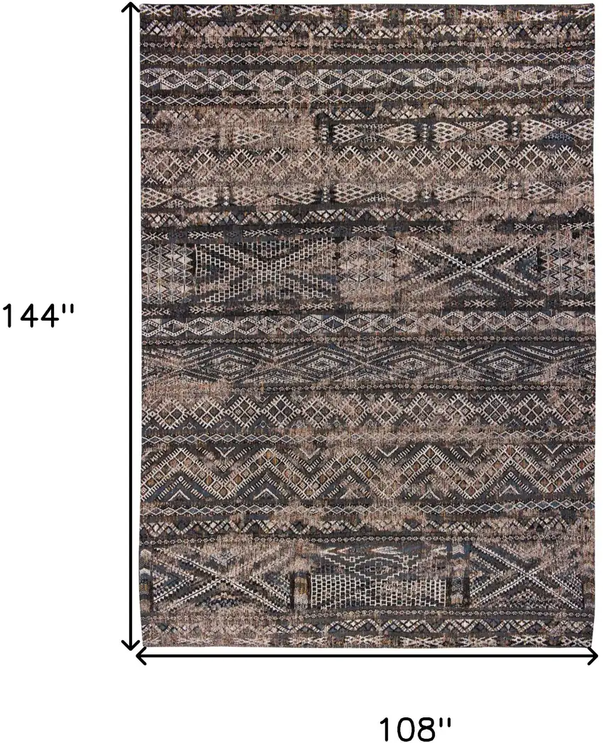 Gray and Beige Oriental Non Skid Area Rug Photo 3