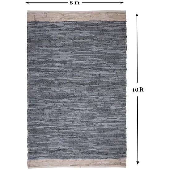 Gray and Beige Patchwork Hand Woven Area Rug Photo 7