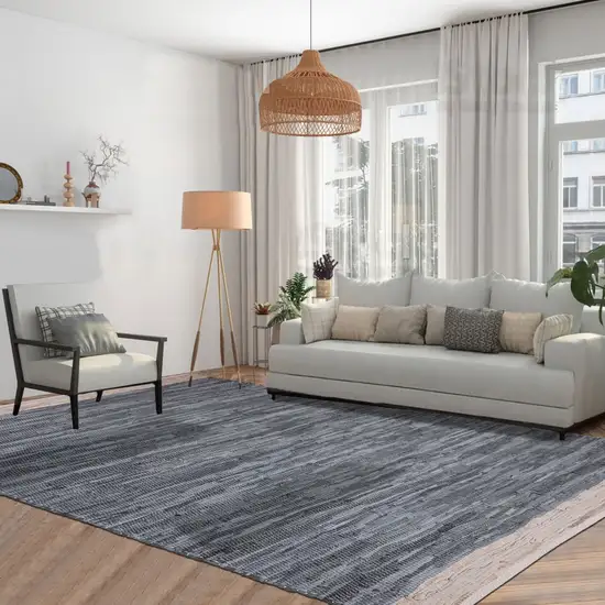 Gray and Beige Patchwork Hand Woven Area Rug Photo 6