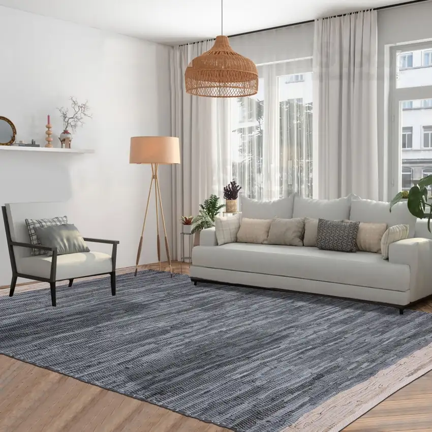 Gray and Beige Patchwork Hand Woven Area Rug Photo 6