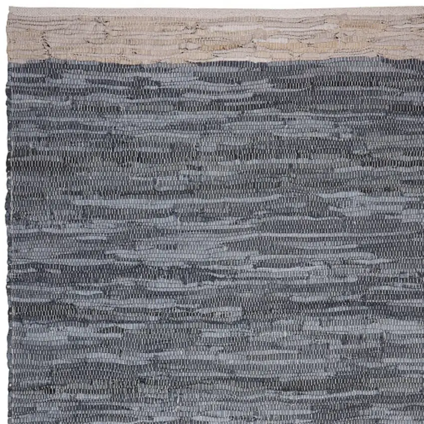 Gray and Beige Patchwork Hand Woven Area Rug Photo 5