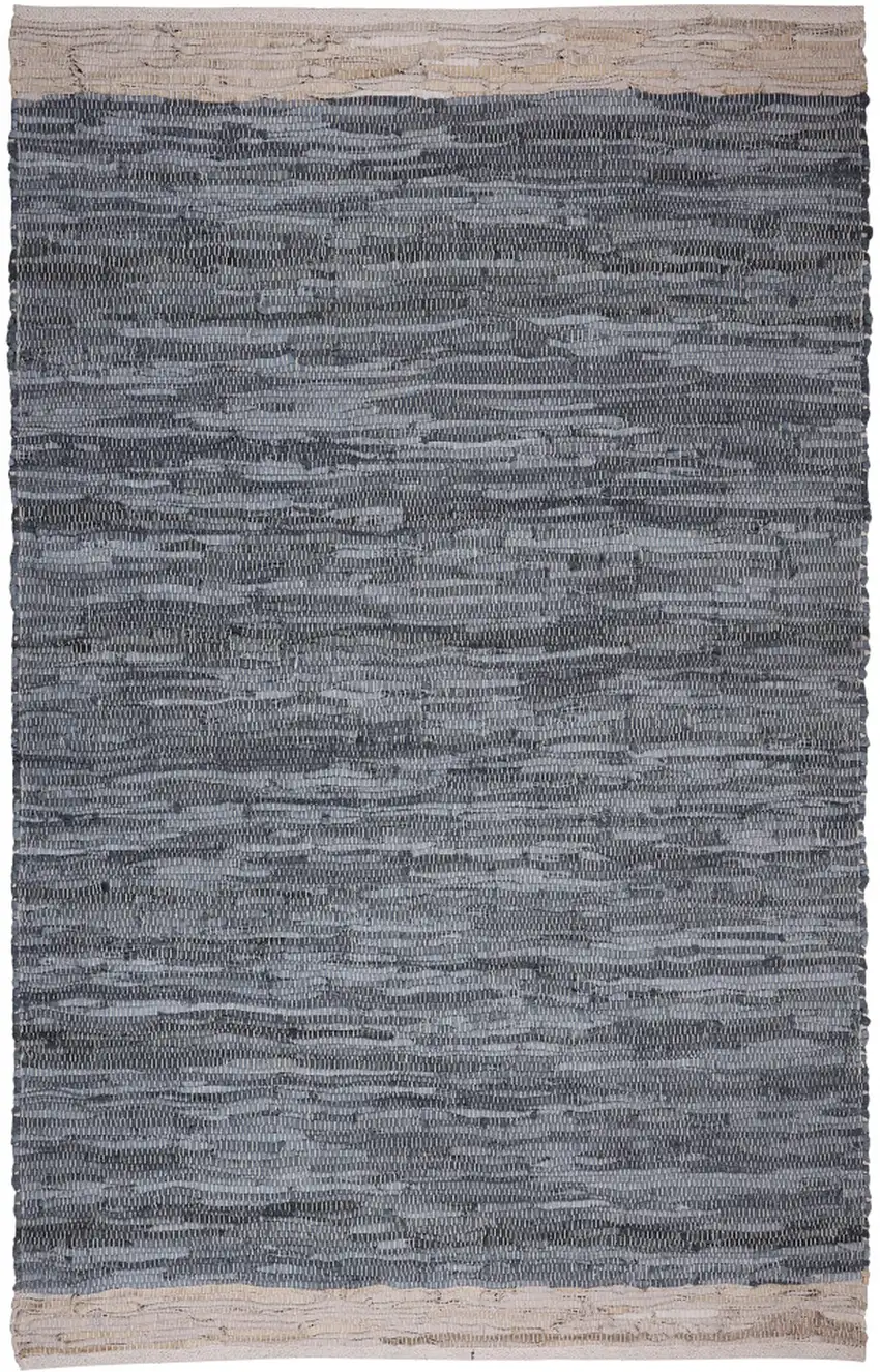 Gray and Beige Patchwork Handmade Indoor Outdoor Area Rug Photo 2