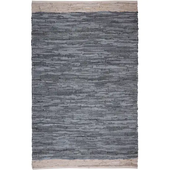 Gray and Beige Patchwork Handmade Indoor Outdoor Area Rug Photo 2