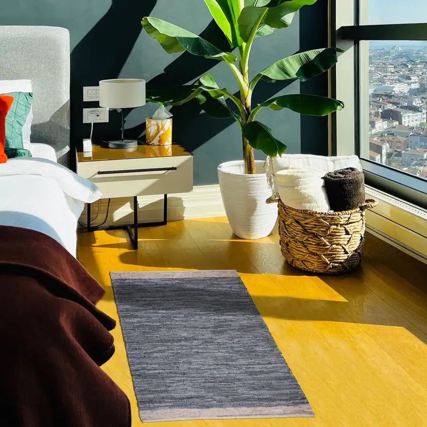 Gray and Beige Patchwork Handmade Indoor Outdoor Area Rug Photo 6