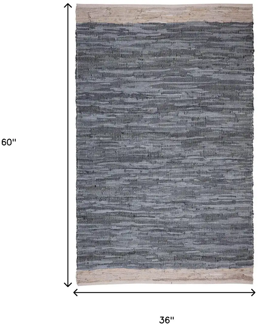 Gray and Beige Patchwork Handmade Indoor Outdoor Area Rug Photo 3