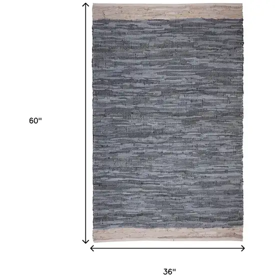 Gray and Beige Patchwork Handmade Indoor Outdoor Area Rug Photo 3