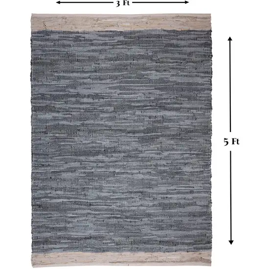 Gray and Beige Patchwork Handmade Indoor Outdoor Area Rug Photo 7