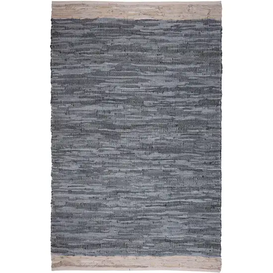 Gray and Beige Patchwork Handmade Indoor Outdoor Area Rug Photo 5