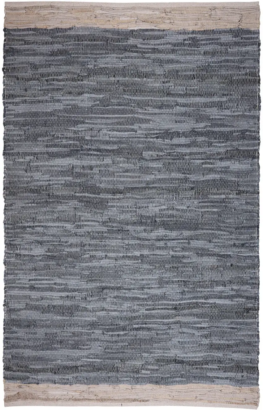 Gray and Beige Patchwork Handmade Indoor Outdoor Area Rug Photo 4