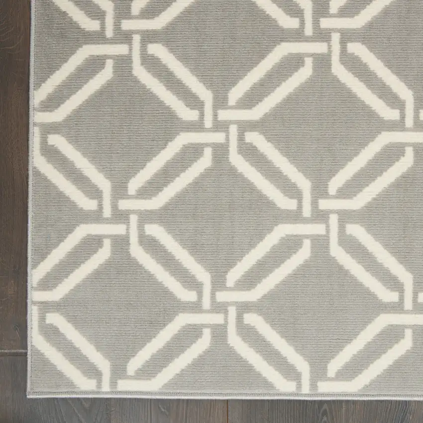 Gray and Beige Trellis Area Rug Photo 9