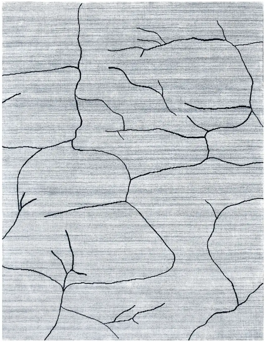 Gray and Black Abstract Hand Loomed Area Rug Photo 5