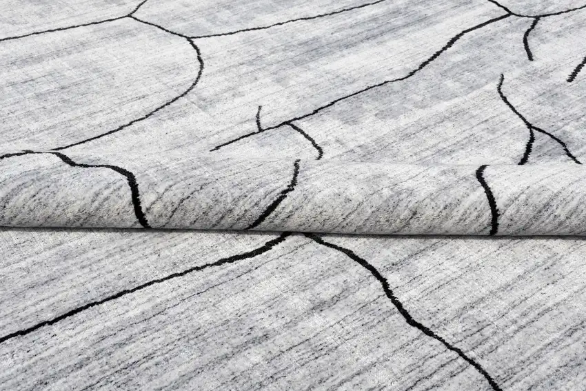 Gray and Black Abstract Hand Loomed Area Rug Photo 7