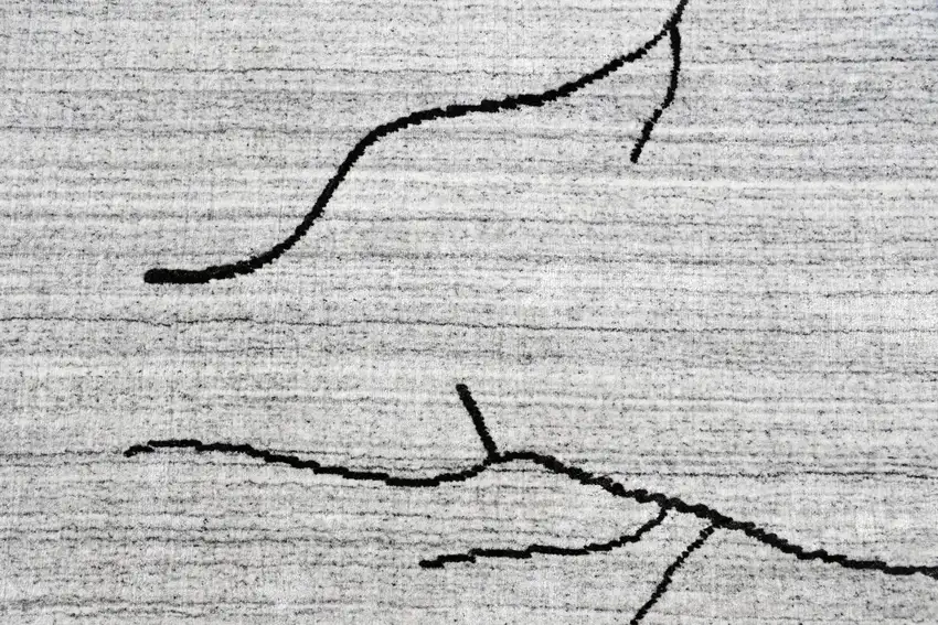 Gray and Black Abstract Hand Loomed Area Rug Photo 6