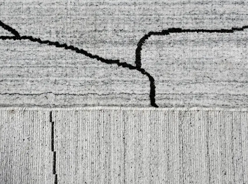 Gray and Black Abstract Hand Loomed Area Rug Photo 8