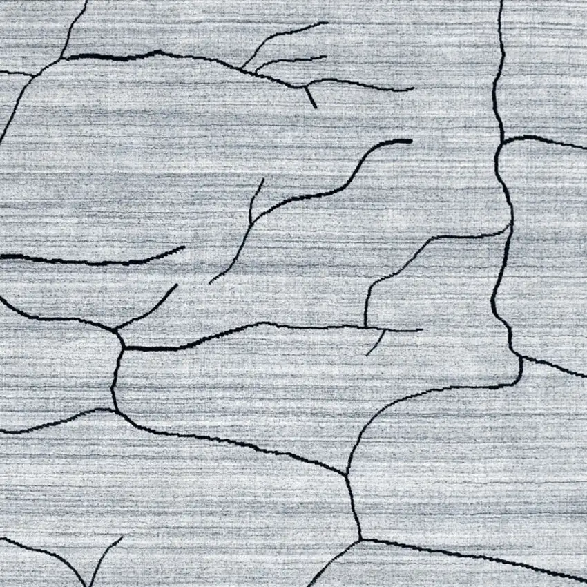 Gray and Black Abstract Hand Loomed Area Rug Photo 4