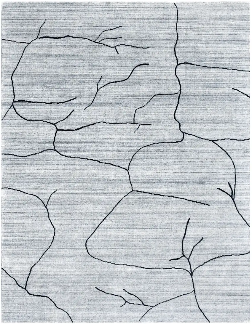 Gray and Black Abstract Hand Loomed Area Rug Photo 2