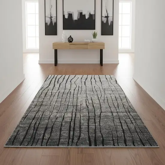 Gray and Black Abstract Power Loom Area Rug Photo 1