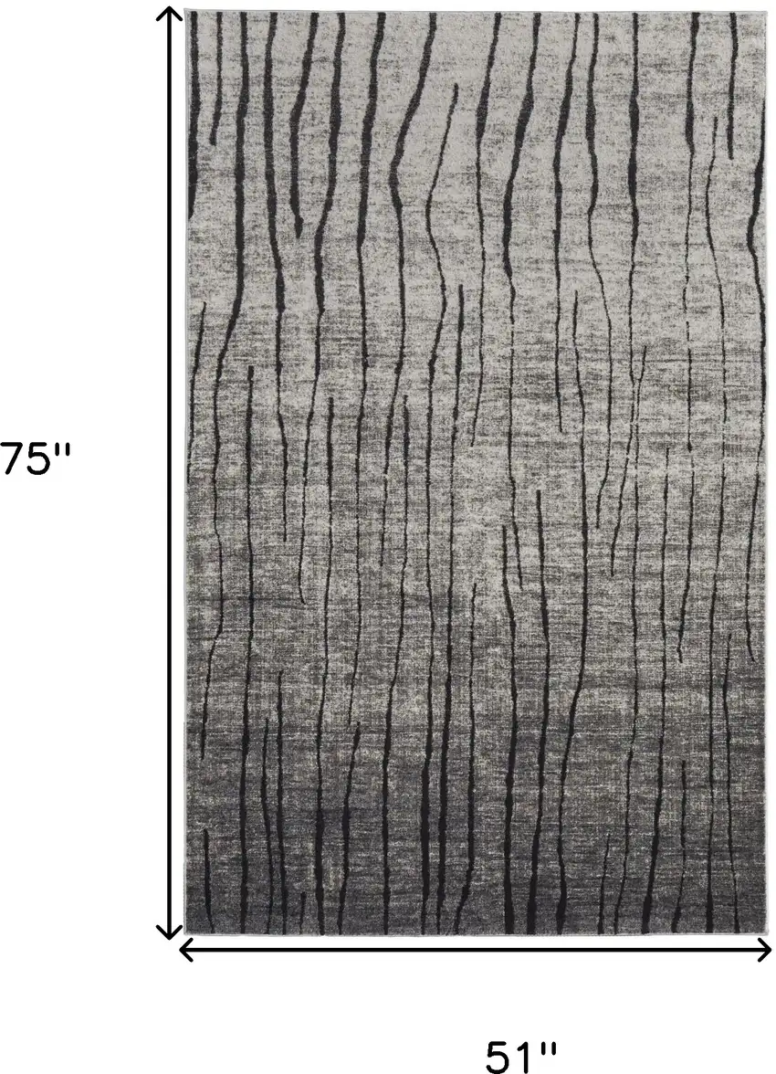 Gray and Black Abstract Power Loom Area Rug Photo 3