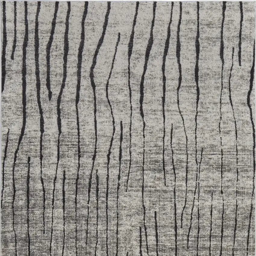 Gray and Black Abstract Power Loom Area Rug Photo 3