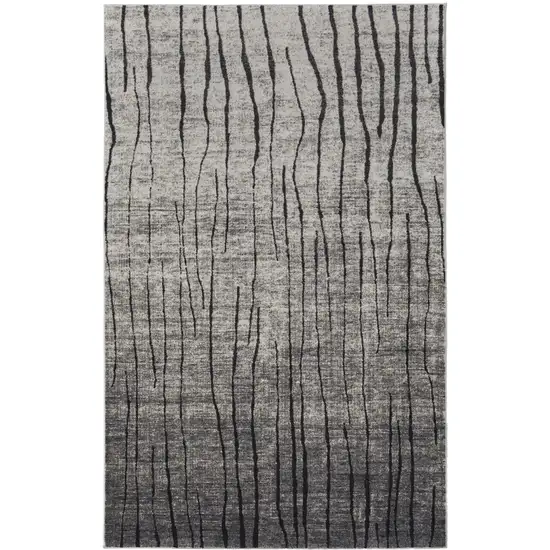 Gray and Black Abstract Power Loom Area Rug Photo 2
