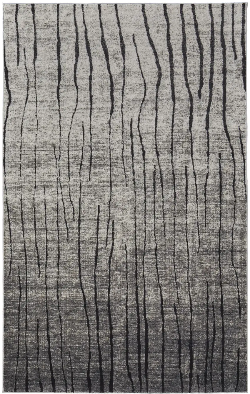 Gray and Black Abstract Power Loom Area Rug Photo 2