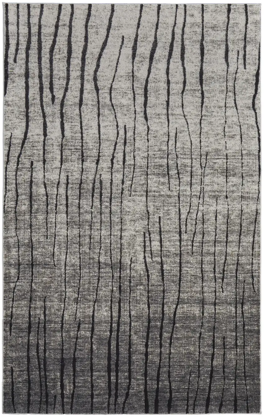 Gray and Black Abstract Power Loom Area Rug Photo 1