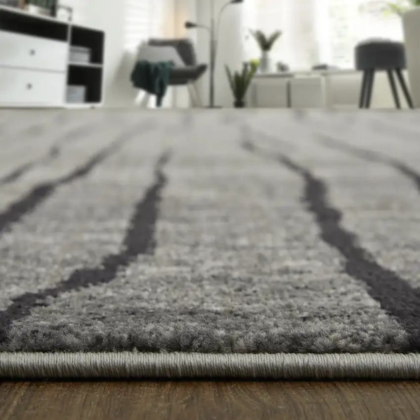 Gray and Black Abstract Power Loom Area Rug Photo 9