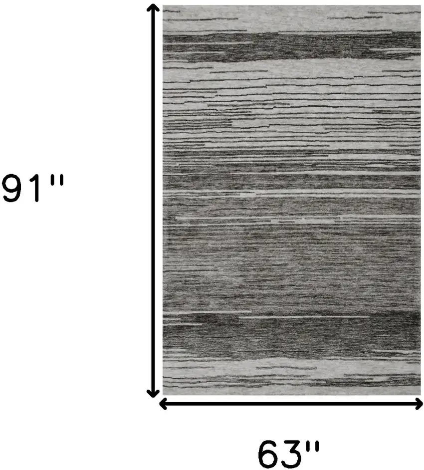 Gray and Black Abstract Power Loom Distressed Area Rug Photo 3