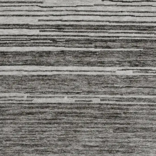 Gray and Black Abstract Power Loom Distressed Non Skid Area Rug Photo 2