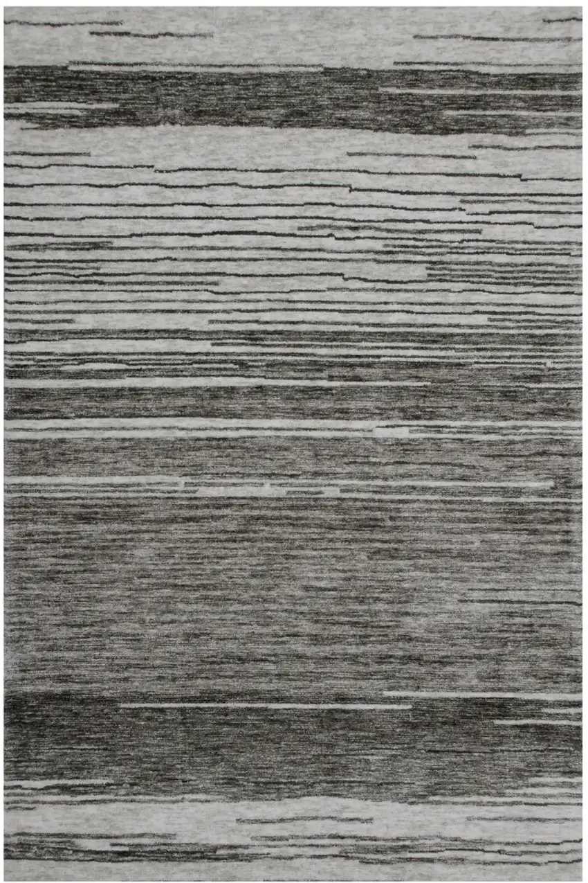 Gray and Black Abstract Power Loom Distressed Area Rug Photo 4