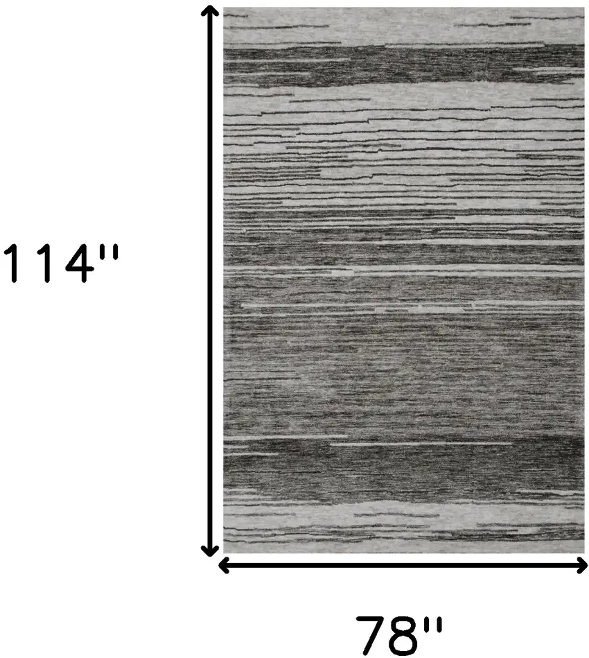 Gray and Black Abstract Power Loom Distressed Area Rug Photo 3