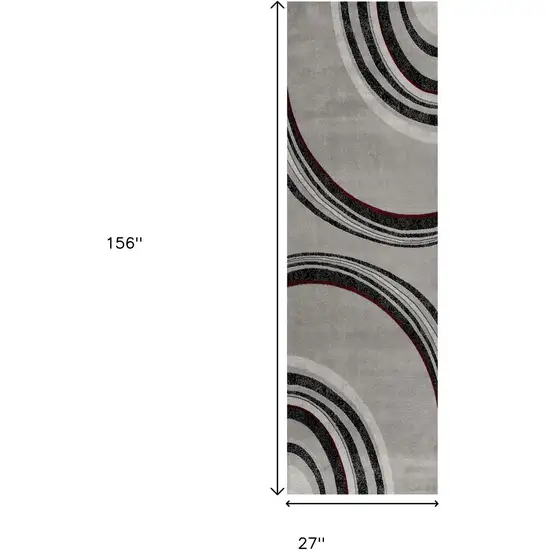 13' Gray And Black Abstract Shag Runner Rug Photo 7