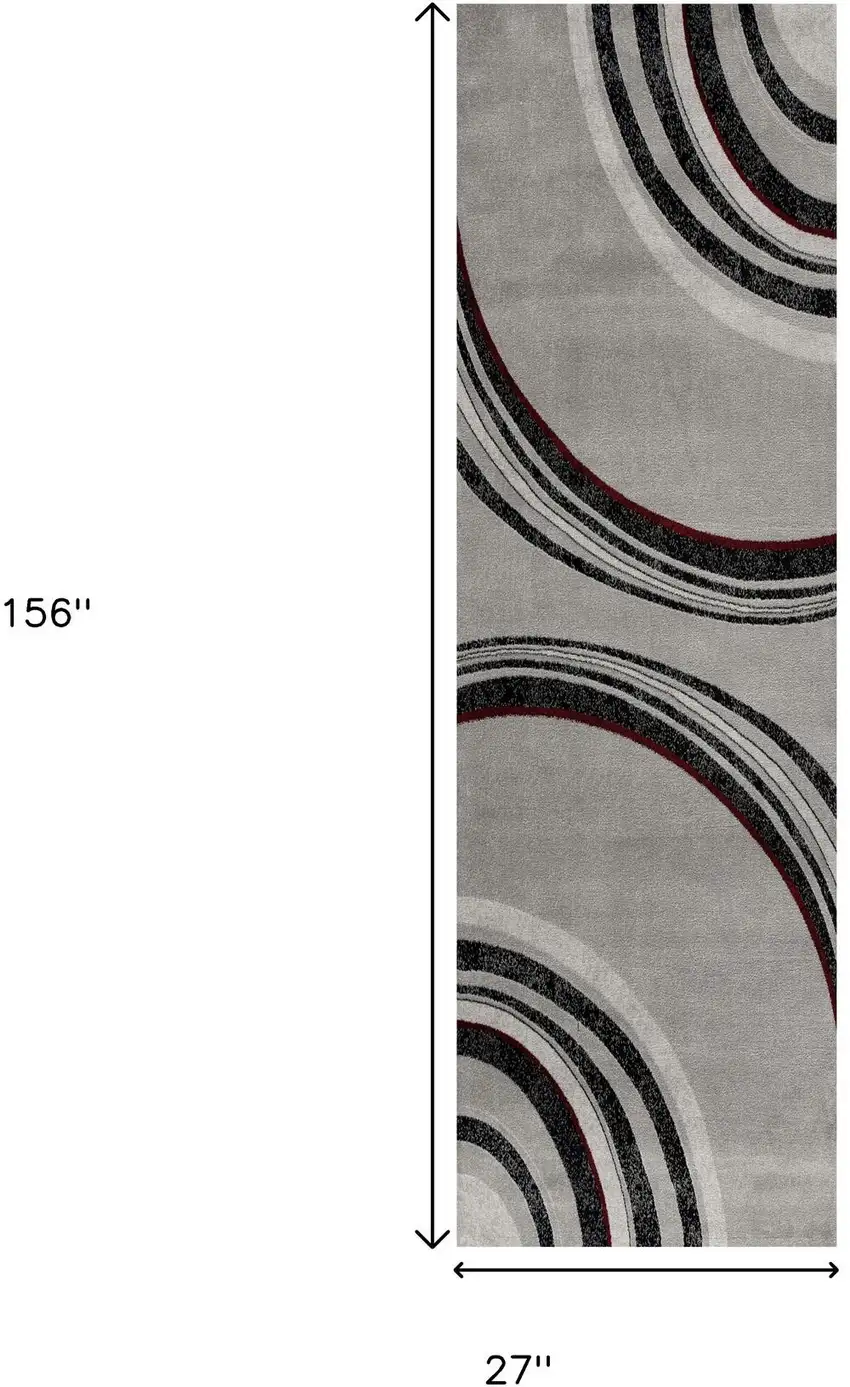 13' Gray And Black Abstract Shag Runner Rug Photo 7