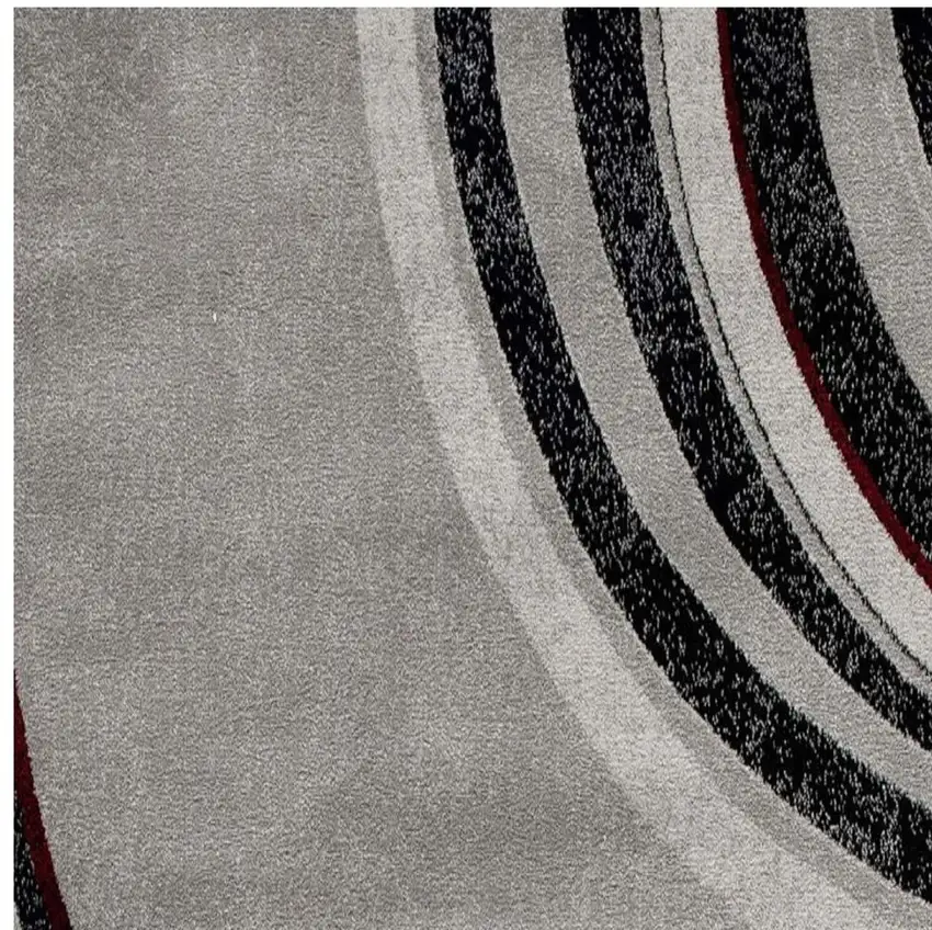 13' Gray And Black Abstract Shag Runner Rug Photo 4