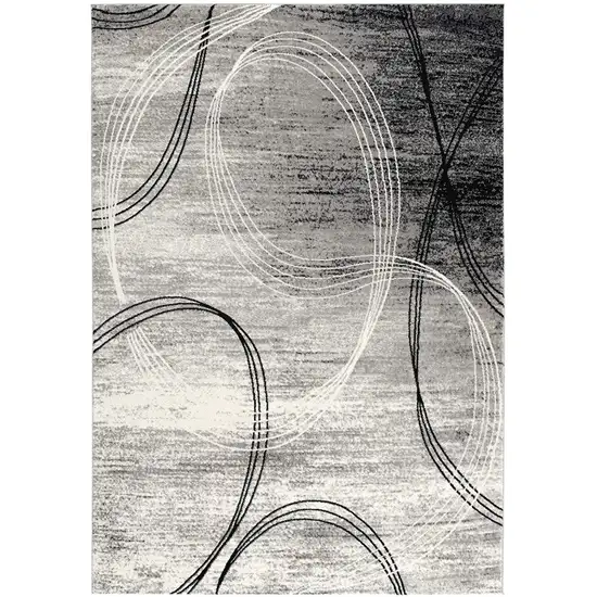 13' Gray And Black Abstract Distressed Runner Rug Photo 2