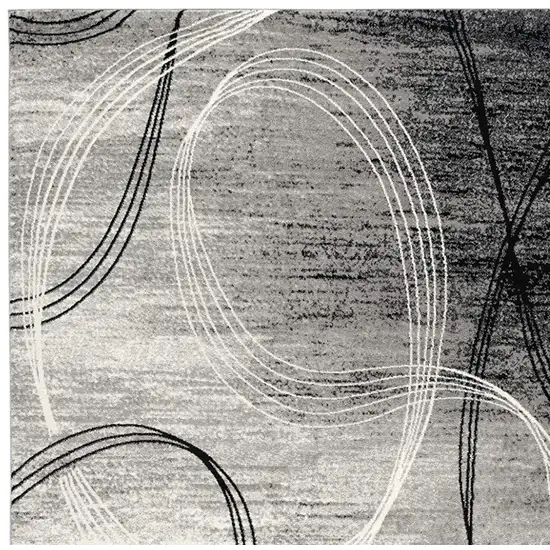 13' Gray And Black Abstract Distressed Runner Rug Photo 4