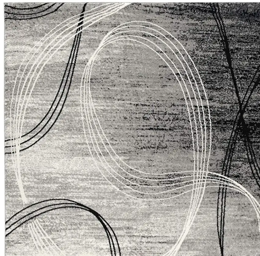 13' Gray And Black Abstract Distressed Runner Rug Photo 4