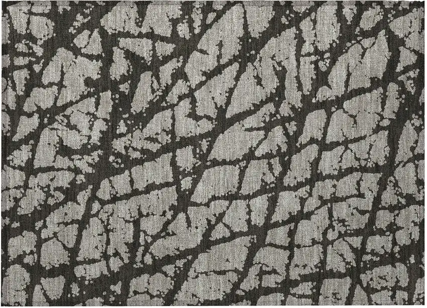 Gray and Black Abstract Washable Non Skid Indoor Outdoor Area Rug Photo 4
