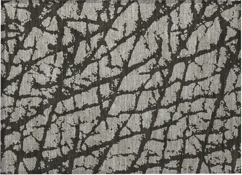 Gray and Black Abstract Washable Non Skid Indoor Outdoor Area Rug Photo 4