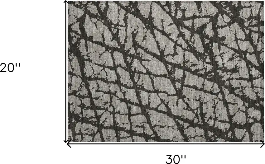 Gray and Black Abstract Washable Non Skid Indoor Outdoor Area Rug Photo 3
